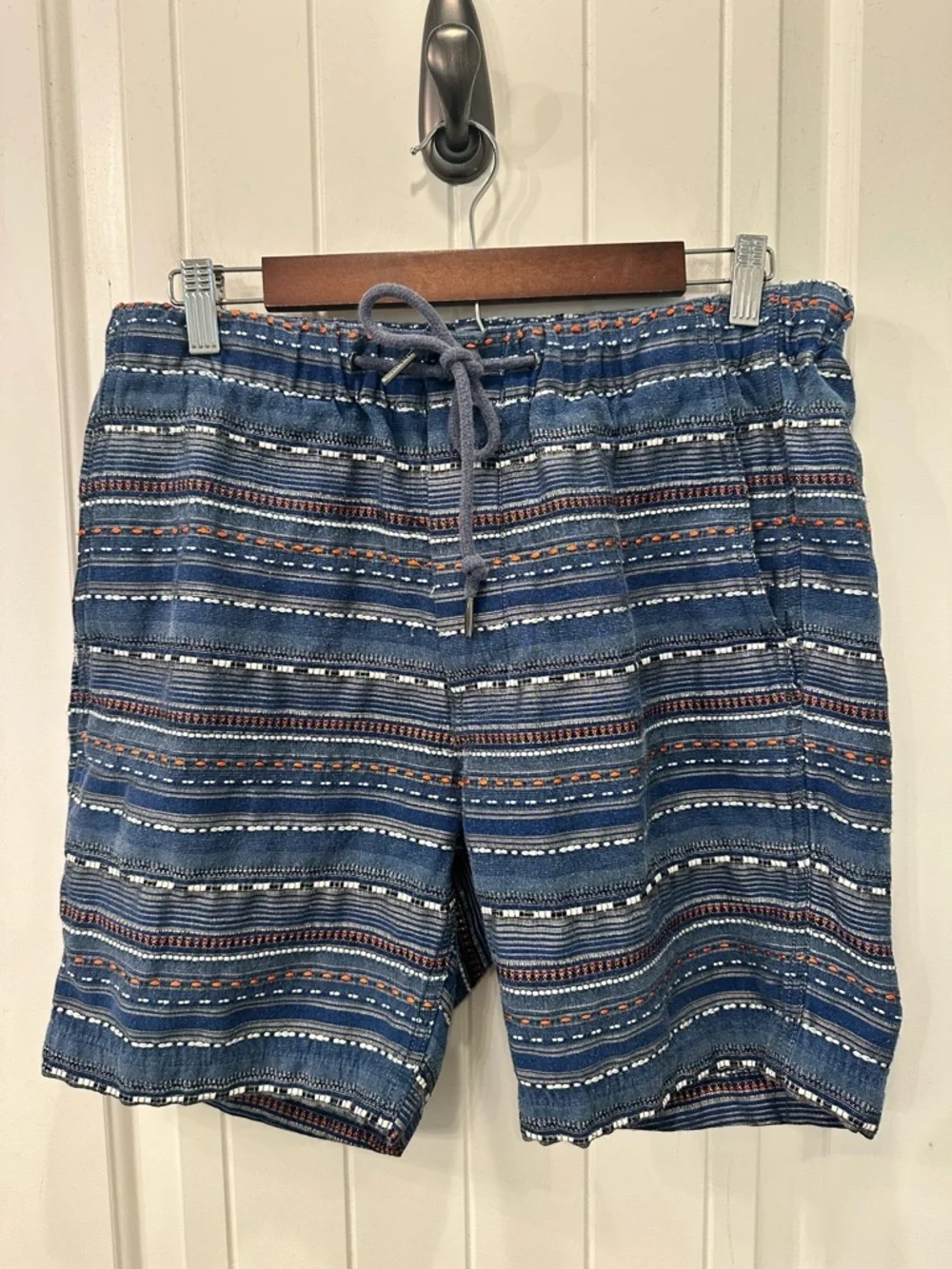 Madewell Textured Striped Drawstring Shorts Medium M Boho Coastal Casual